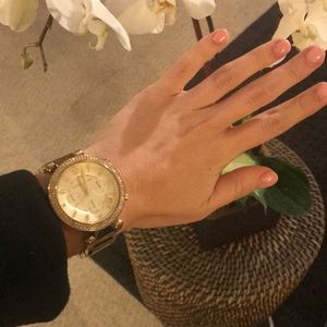 Michael Kors Gold Watch Large Face with Crystals